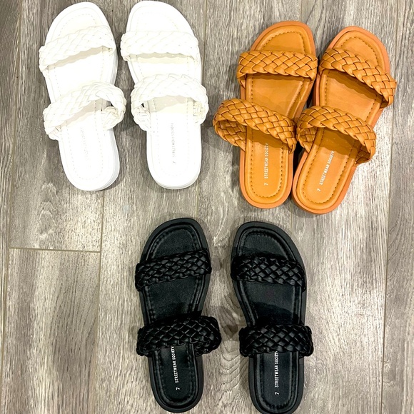Urban Planet Shoes - WOMENS BLACK | BROWN | WHITE SLIDES SUMMER SHOES SIZE 7 lot